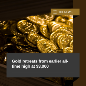 Gold retreats from its previous all-time high at $3,000